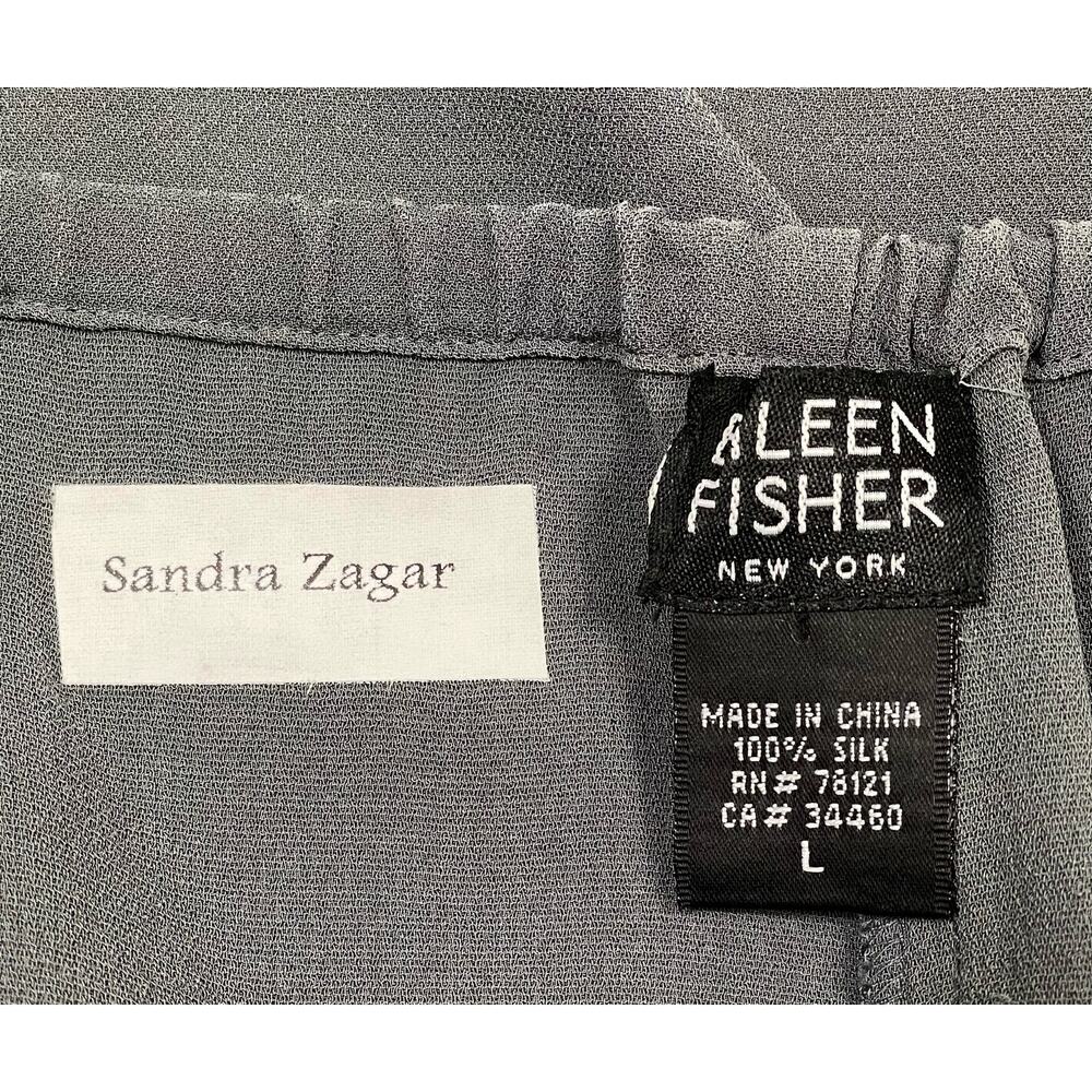 Eileen Fisher 100% Silk Pants Gray Large Lightweight Laganlook Beach Resort - Picture 15 of 16